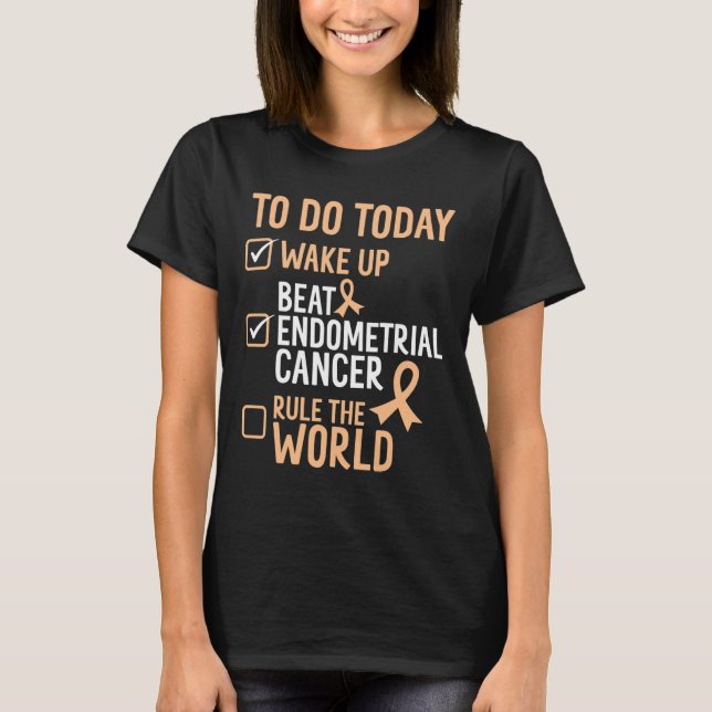 Camiseta Fun Beat Endometrial Cancer Rule The World - Survi (Frente)