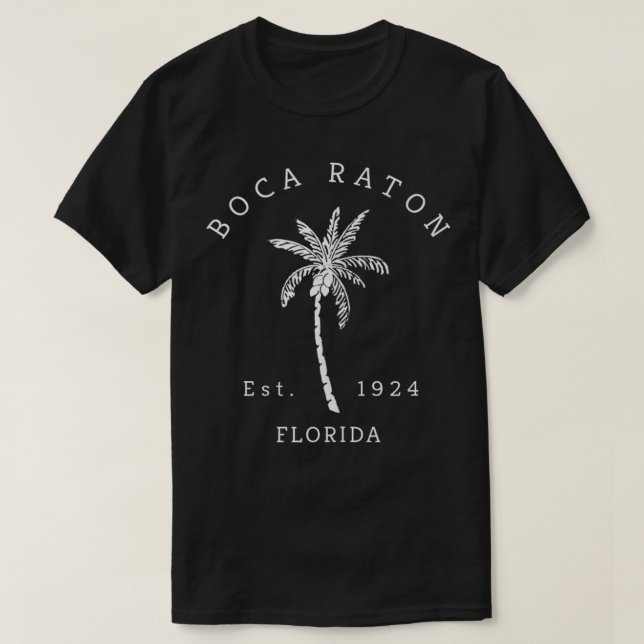 Camiseta Fun Boca Raton Florida Beach Palm Tree Novelty Art (Frente do Design)