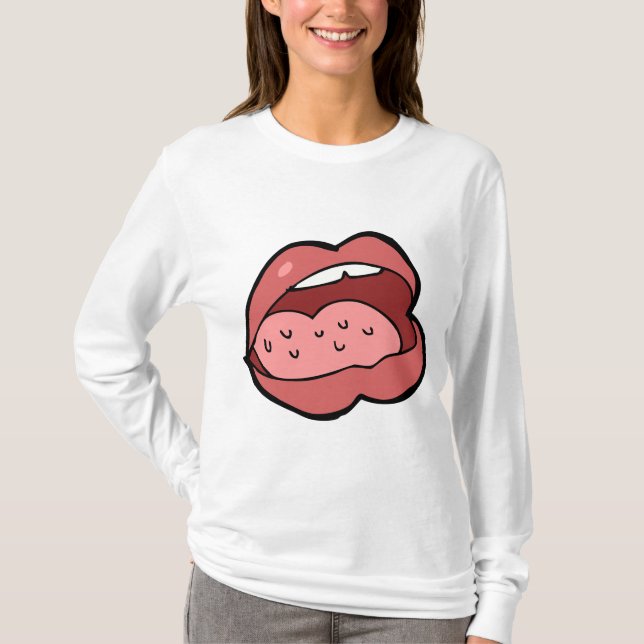 Camiseta Fun Cartoon Open Mouth and Lips (Frente)