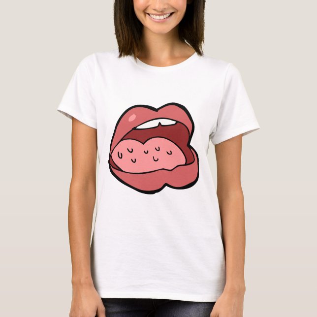 Camiseta Fun Cartoon Open Mouth and Lips (Frente)