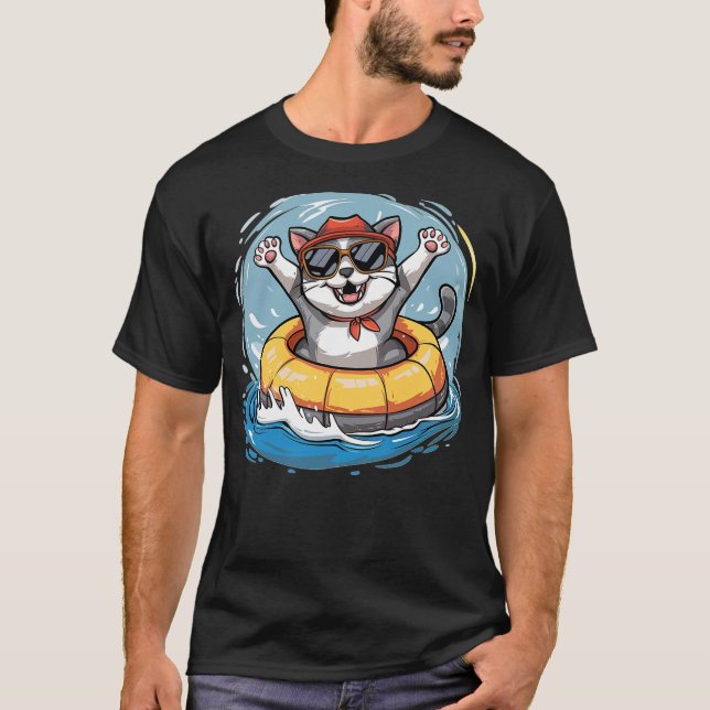 Camiseta Fun Cat loves River tubing (Frente)