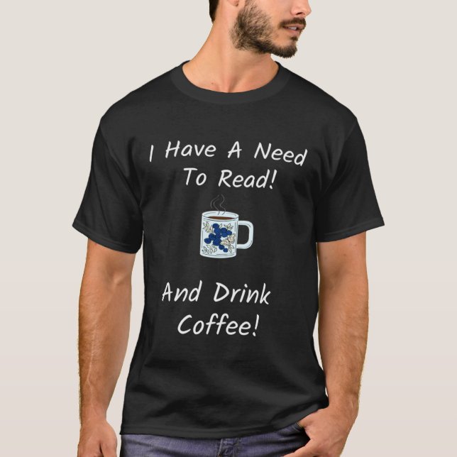 Camiseta Fun Coffee and Reading T Shirts for Men Women and  (Frente)