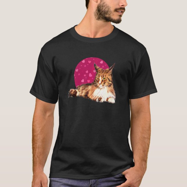Camiseta Fun Cute Maine Coon Cat Graphic Design Art (Frente)