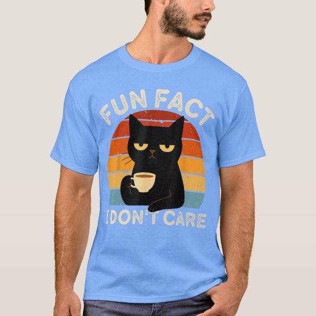 Camiseta Fun Fact I Dont Care Funny Black Cat Saying Quote  (Frente)