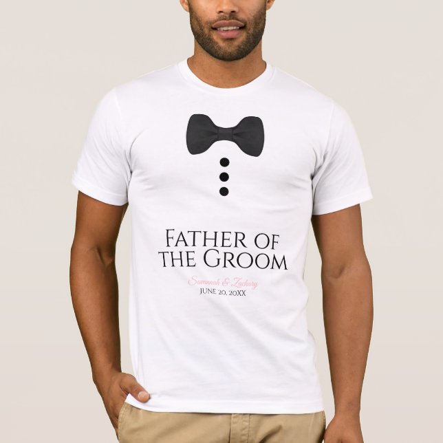 Camiseta Fun Father of the Groom Black Tie Wedding T-shirt (Frente)