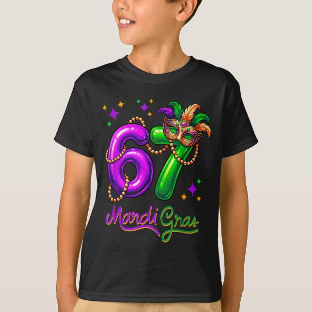 Camiseta Fun Festive 67 Mardi Gras Party Balloons Beads Mas (Frente)