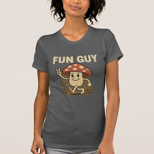 Camiseta “Fun Guy” Mushroom T-Shirt – Cute Cartoon Pun Tee  (Frente)