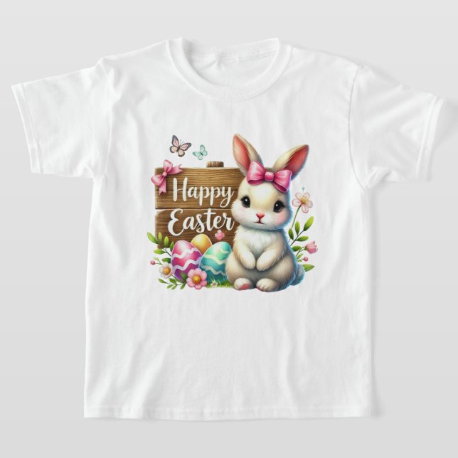 Camiseta Fun Happy Easter bunny girls  (Postura )