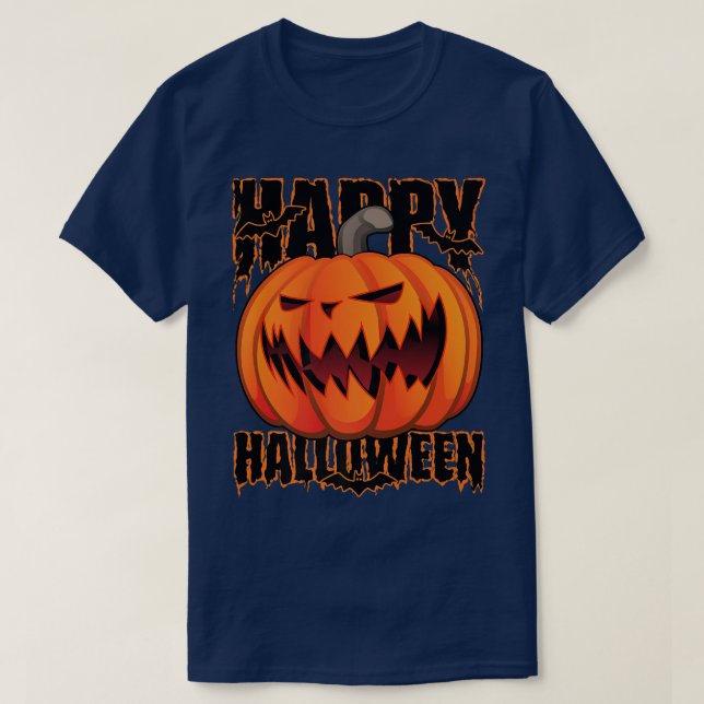 Camiseta Fun Happy Halloween Holiday Pumpkin JackOLantern C (Frente do Design)