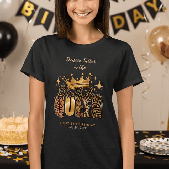 Camiseta Fun Leopard Birthday Queen Thirty Birthday (Criador carregado)