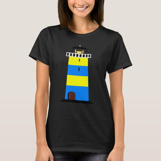 CAMISETA FUN LIGHTHOUSE BLUE AND YELLOW LIGHT HOUSE SAFETY  (Frente)