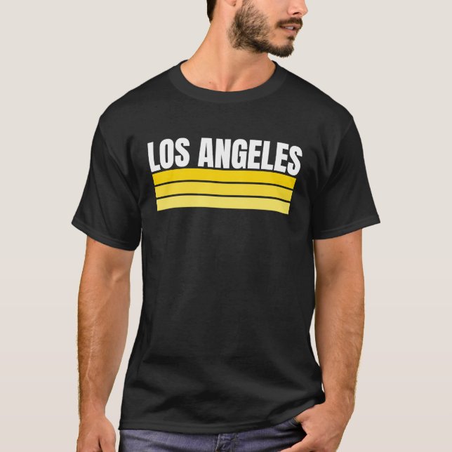 Camiseta Fun Los Angeles Royal Blue Yellow Retro Striped Ho (Frente)