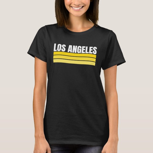 Camiseta Fun Los Angeles Royal Blue Yellow Retro Striped Ho (Frente)