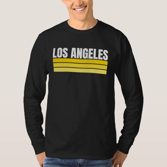 Camiseta Fun Los Angeles Royal Blue Yellow Retro Striped Ho (Frente)