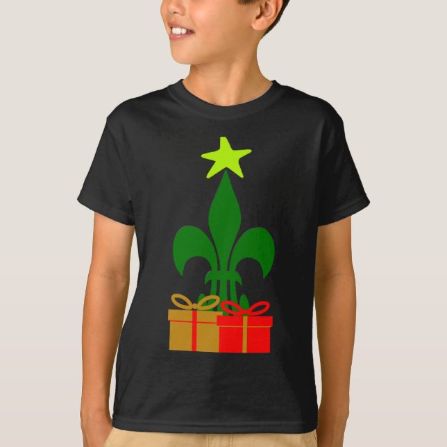 Camiseta Fun Louisiana Christmas Tree Cajun New Orleans  (Frente)
