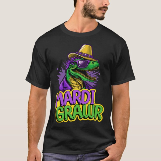Camiseta Fun Mardi Grawr Dinosaur Tyrannosaurus Rex  Mardi  (Frente)