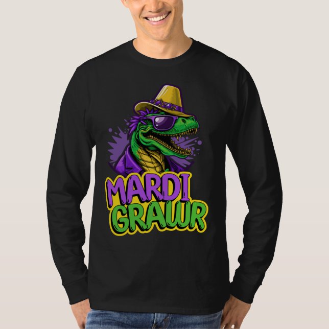 Camiseta Fun Mardi Grawr Dinosaur Tyrannosaurus Rex  Mardi  (Frente)