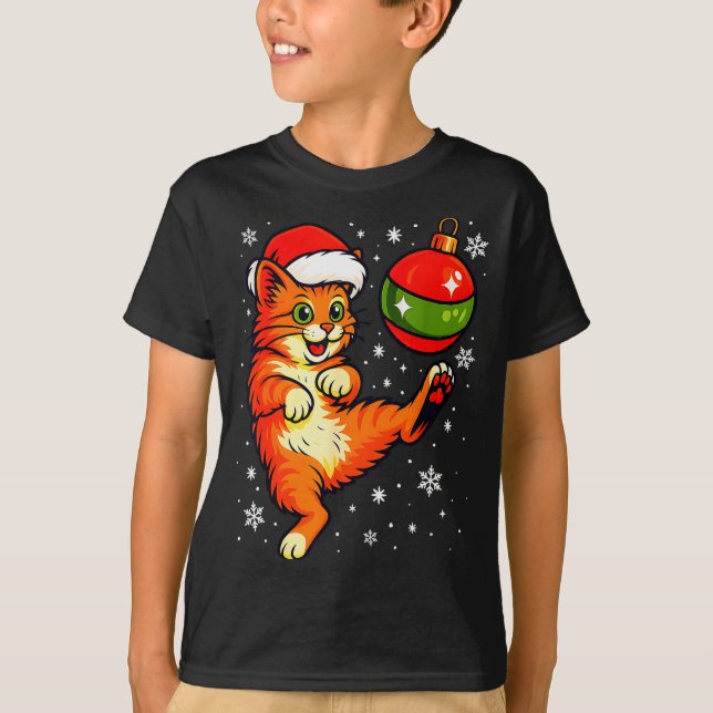 Camiseta Fun Orange Cat Humor Christmas Ornament Football S (Frente)