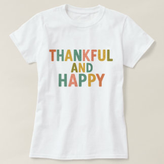 Camiseta Fun Retro Colorful Pattern Thankful and Happy