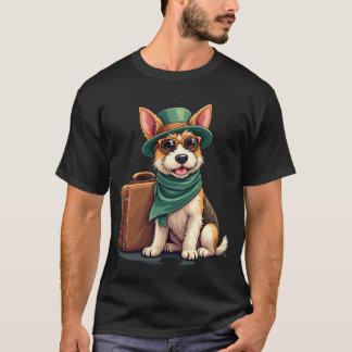 Camiseta Fun Traveling Dog with Bag Graphic for Suitcase Lo