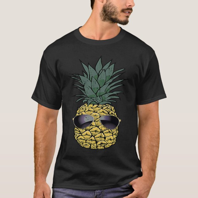 Camiseta Fun Tropical Pineapple Sunglasses PJ Boy Girl Men  (Frente)