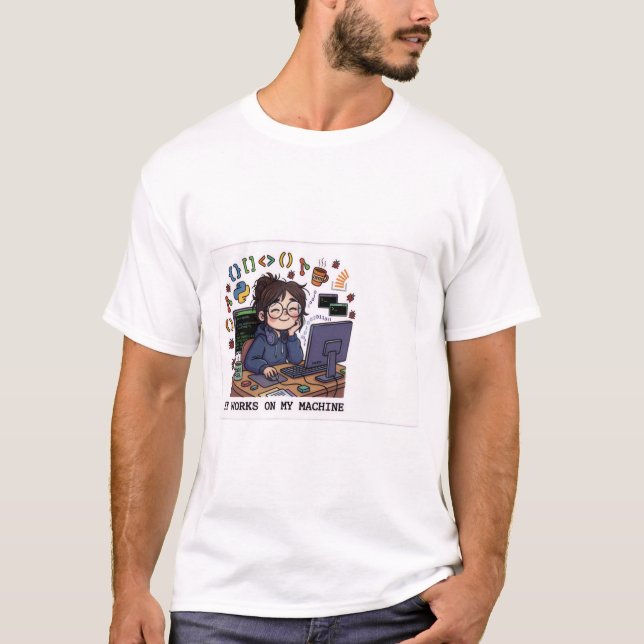 Camiseta - Funciona na Minha Máquina - Programador (Frente)