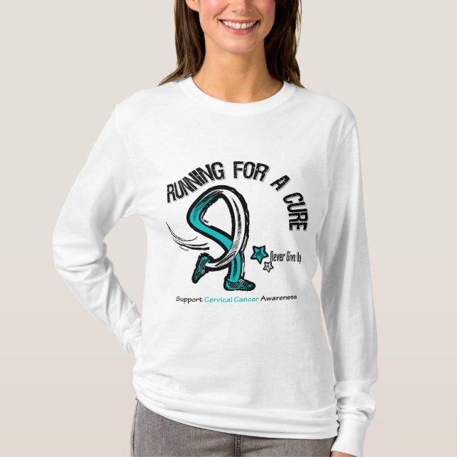 Camiseta Funcionamento para um cancro do colo do útero da (Frente)