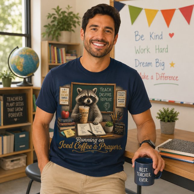 Camiseta Funcionando com Café Gelado e Orações Professor Gu (Criador carregado)