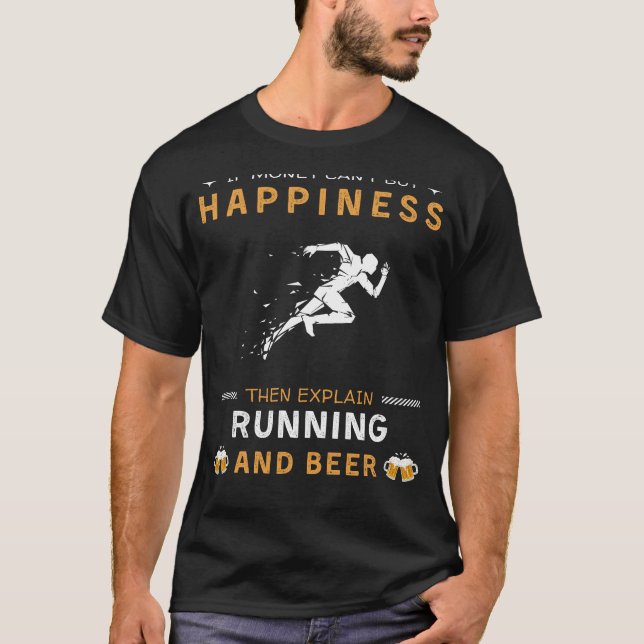 Camiseta Funcionando e Felicidade da Cerveja | Funny Runnin (Frente)