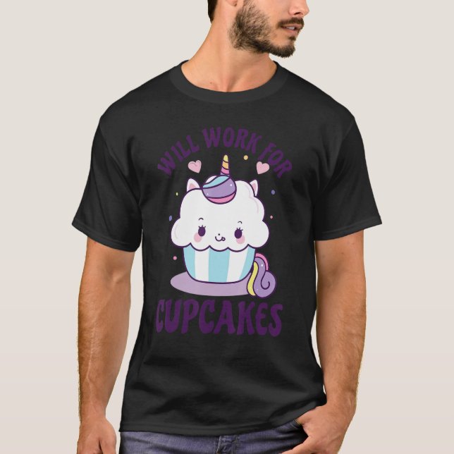 Camiseta Funcionará Para Cupcakes Unicorn (Frente)