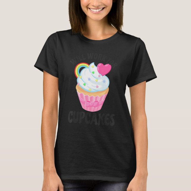 Camiseta Funcionará Para O Retro De Cupcakes (Frente)