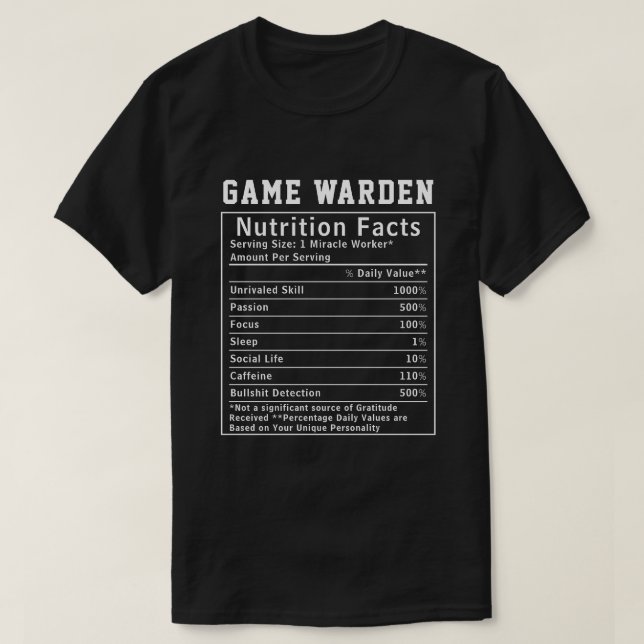 Camiseta Funcionário da Nutrição Divertida do Guarda de Caç (Frente do Design)