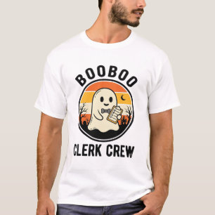 Camiseta Funcionário de Halloween BooBoo Equipe de Fantasma