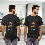 Camiseta Funcionário de logotipo de empresa preto<br><div class="desc">Uma t-shirt preta. Personalize e adicione o logotipo da sua empresa. Texto: Funcionarios</div>
