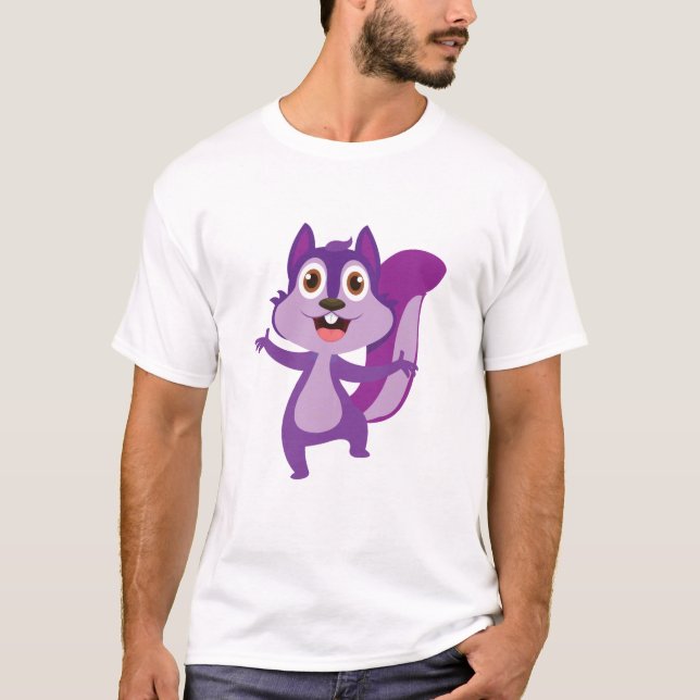 Camiseta Funcionário engraçado - Esquilo Roxo (Frente)