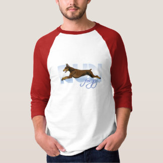 Camiseta Funcione para a alegria, Doberman vermelho