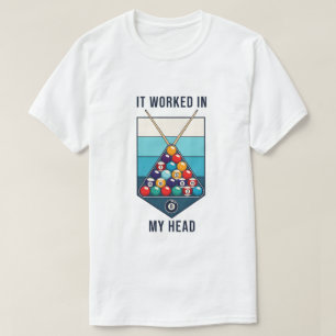 Camiseta Funcionou na Minha Cabeça Retro Bilhar Esportes co