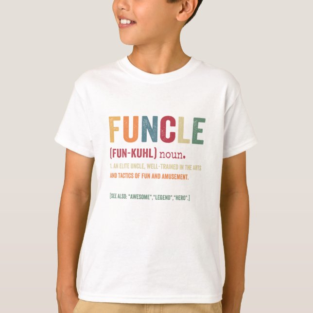 Camiseta Funcle Engraçado Tio Definição, Incrível Herói da  (Frente)