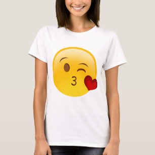 Camiseta Funda uma etiqueta do emoji do beijo