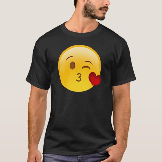 Camiseta Funda uma etiqueta do emoji do beijo (Frente)