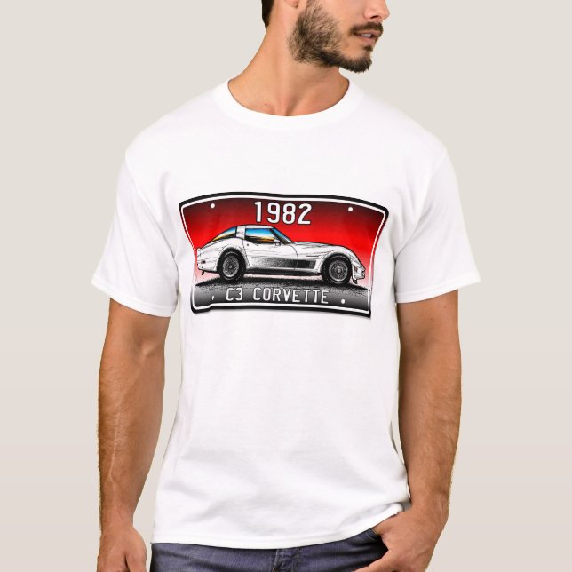 Camiseta Fundo 1982 Arte-Vermelho da matrícula de C3 (Frente)