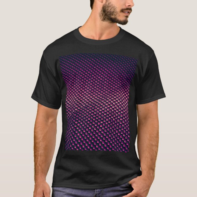 Camiseta Fundo abstrato futurista metálico rosa. (Frente)