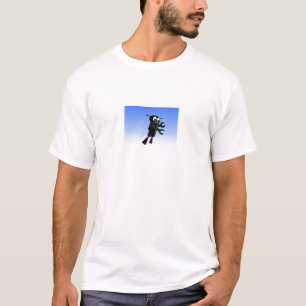 Camiseta Fundo Azul do Céu Azul Robô Voador Preto