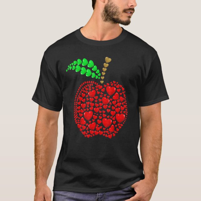 Camiseta Fundo Corações de Maçã Dia dos Namorados Professor (Frente)
