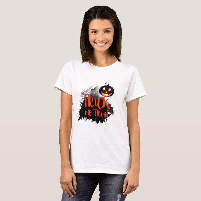 Camiseta fundo de halloween com abóbora (Frente Completa)