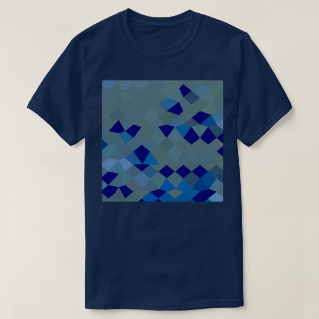 Camiseta Fundo de polígono Abstrato de Pigmento Azul (Frente do Design)