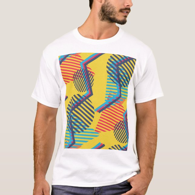 Camiseta fundo de pop, textura geométrica de abstrato. (Frente)