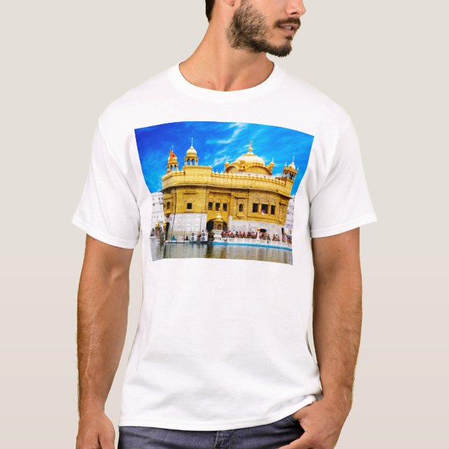 CAMISETA FUNDO DOURADO AMRITSAR DO CÉU AZUL DO TEMPLO (Frente)