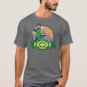 Camiseta Fundo e logotipo verdes da cidade da lanterna