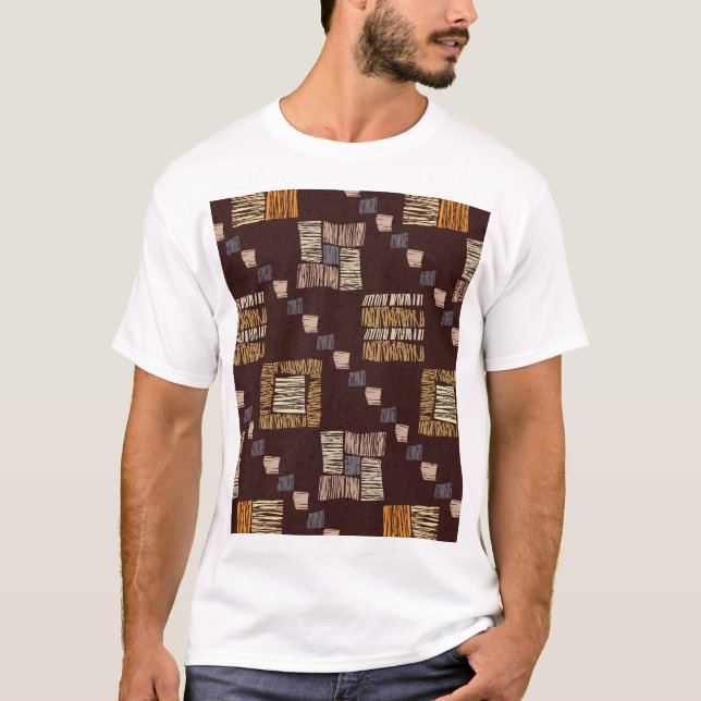 Camiseta Fundo Etônico Marrom Geométrico (Frente)